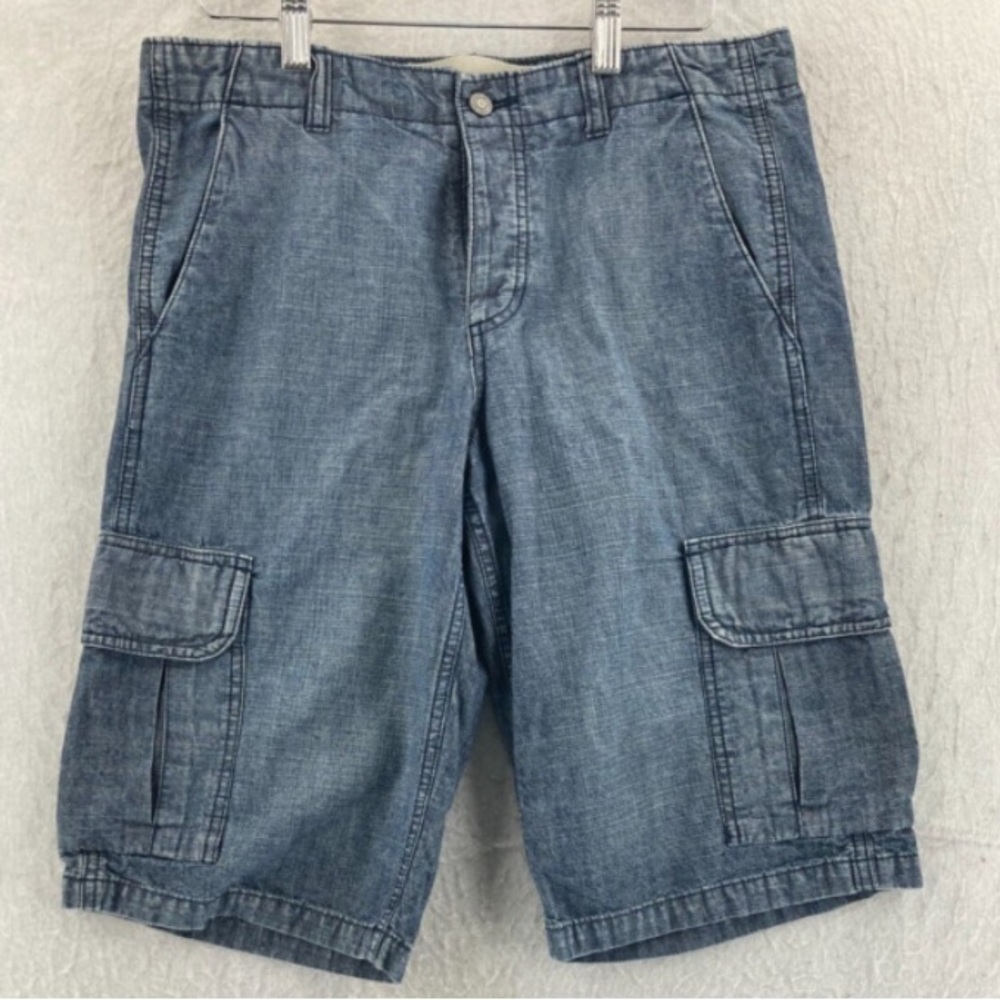 Gap jort cargo denim button fly shorts; size: 10